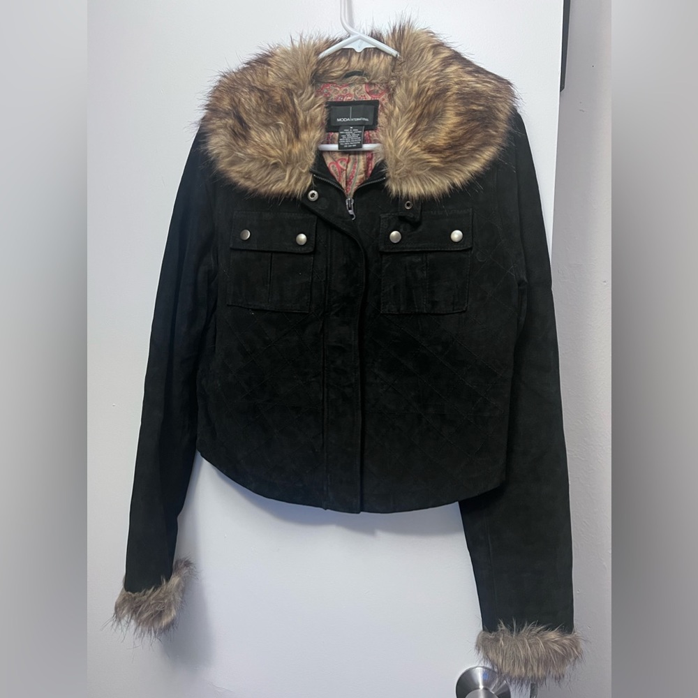 Moda International Jacket leather faux fur